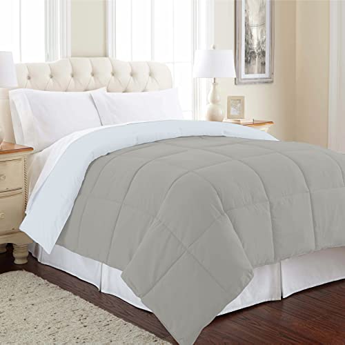 bien LIVING Microfiber Reversible Comforter, Ash Grey + Silver Grey, 200 GSM