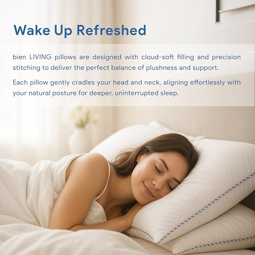 bien LIVING Softmax Pillow, Standard Size, 17x27 Inches, White, Pack of 2