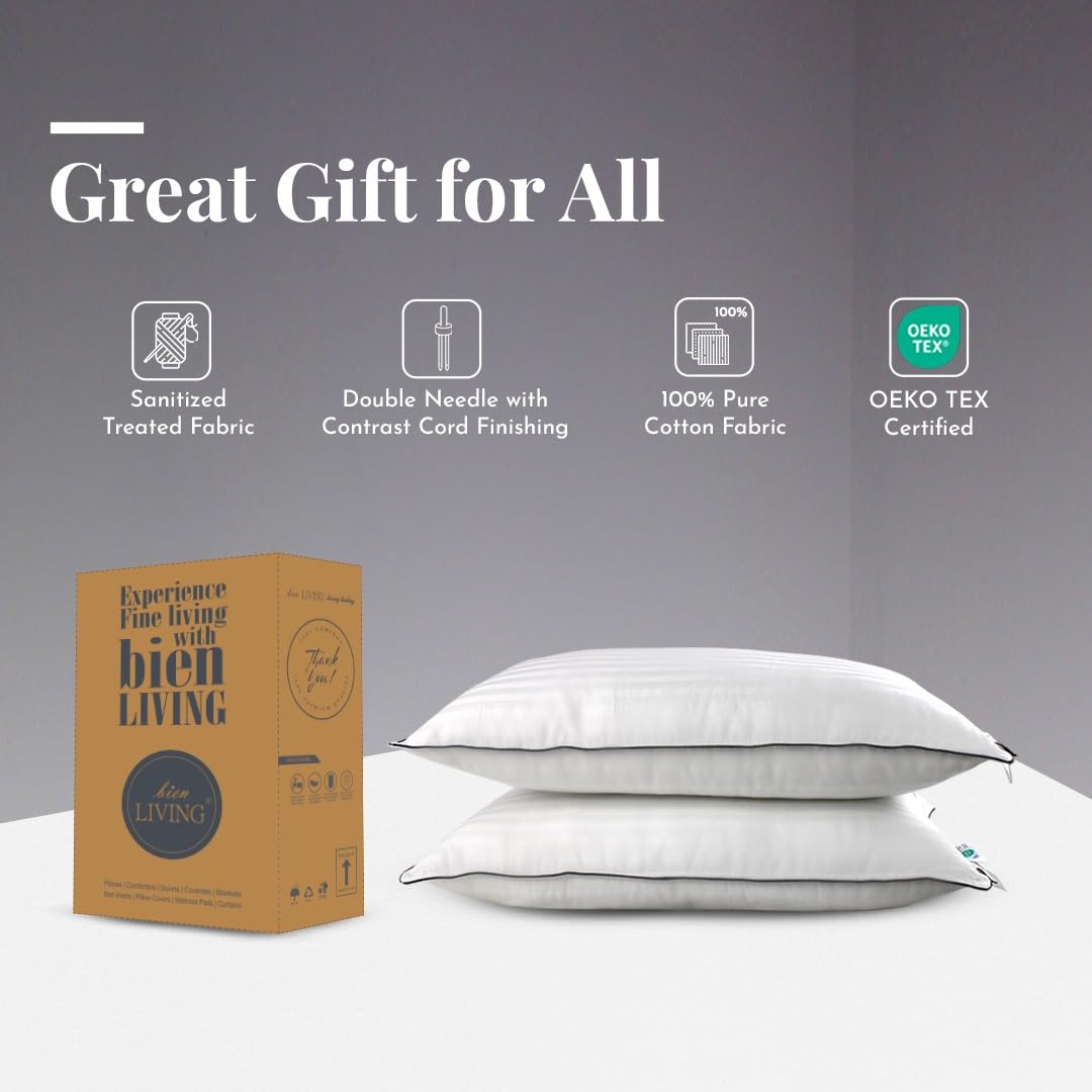 Firm Stripe, Firm Microfiber Pillow, White