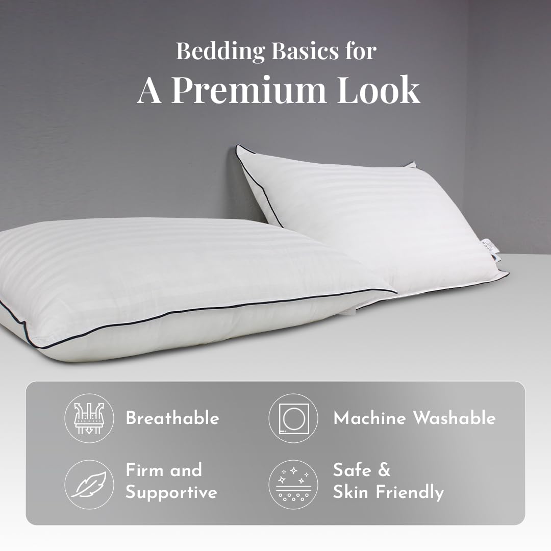 Firm Stripe, Firm Microfiber Pillow, White