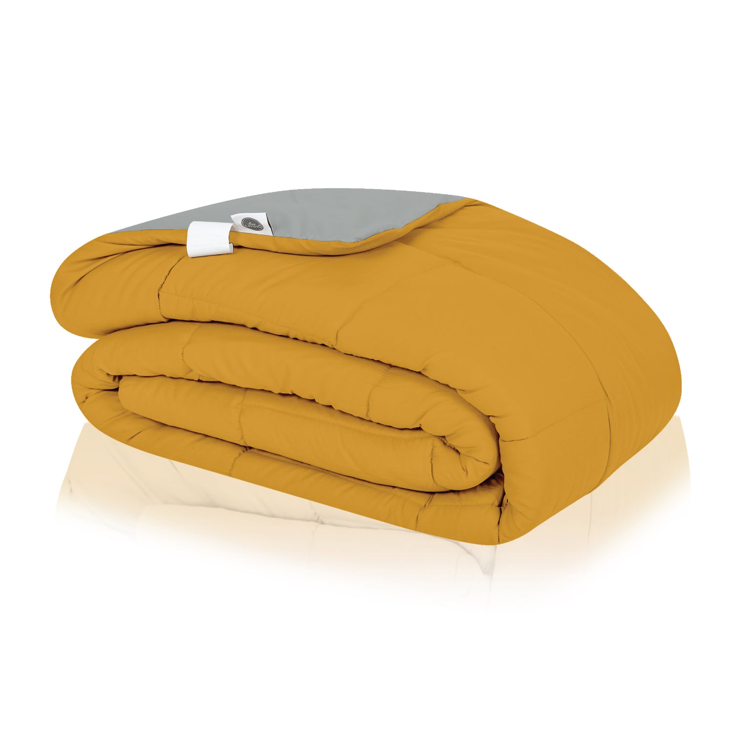 Plush Reversible Comforter Down Alternative, Ash Grey + Chai Tea