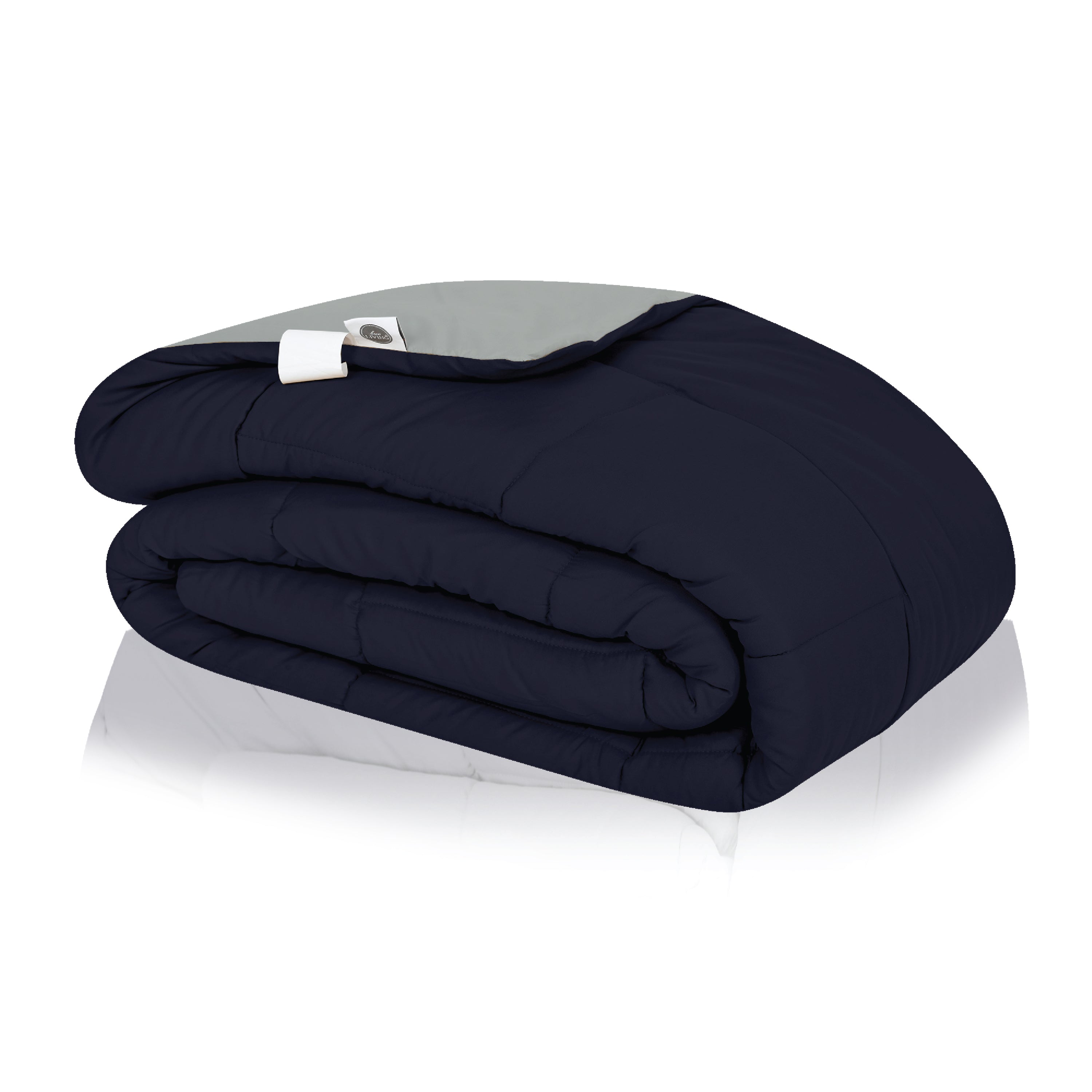 Plush Reversible Comforter Down Alternative, Ash Grey + Eclipse
