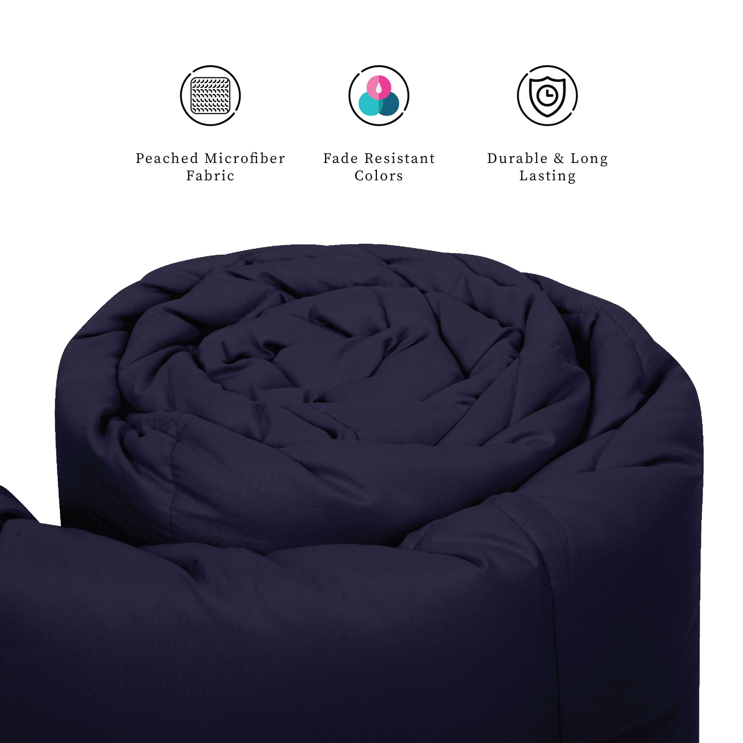 Plush Reversible Comforter Down Alternative, Ash Grey + Eclipse
