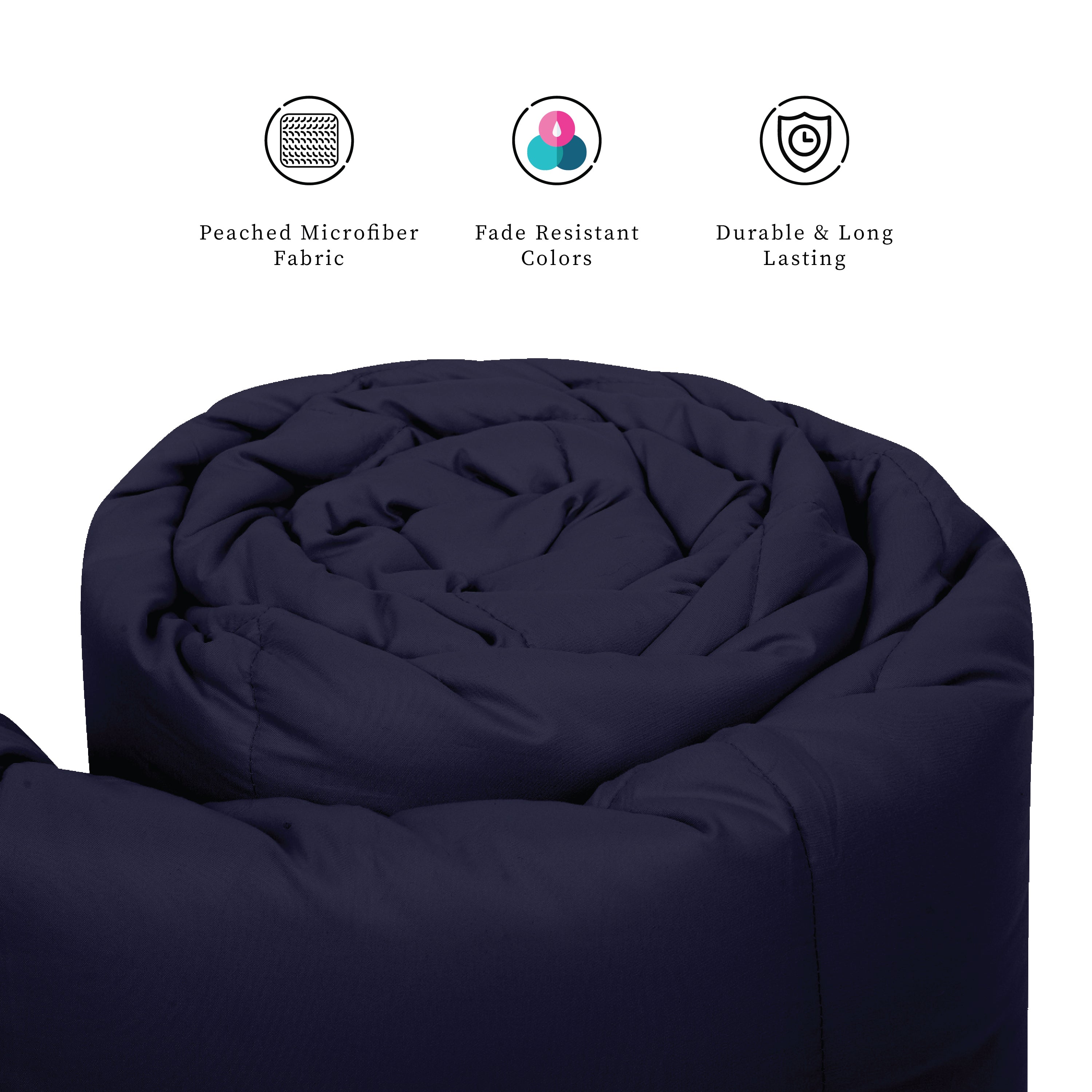 Plush Reversible Comforter Down Alternative, Ash Grey + Eclipse
