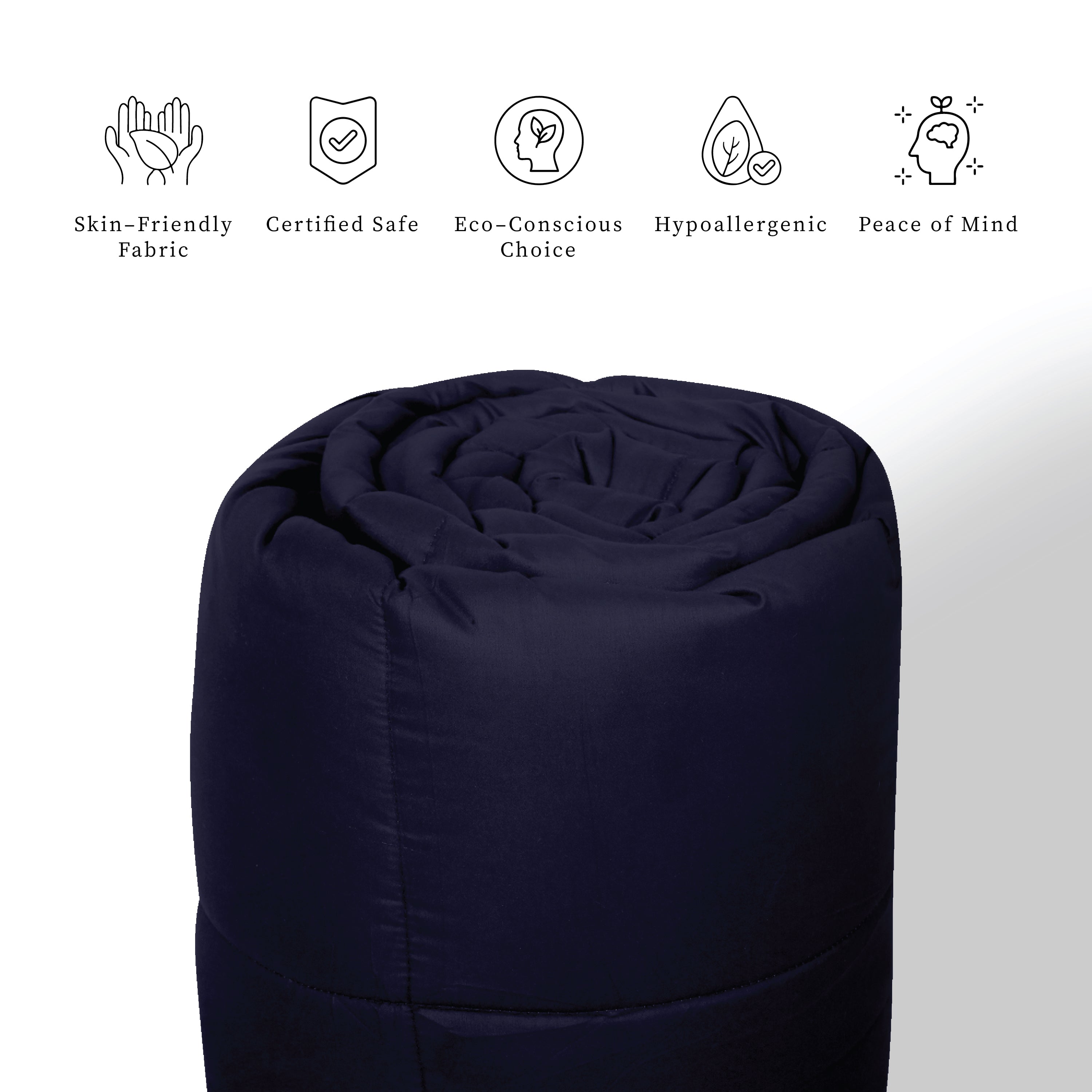 Plush Reversible Comforter Down Alternative, Ash Grey + Eclipse