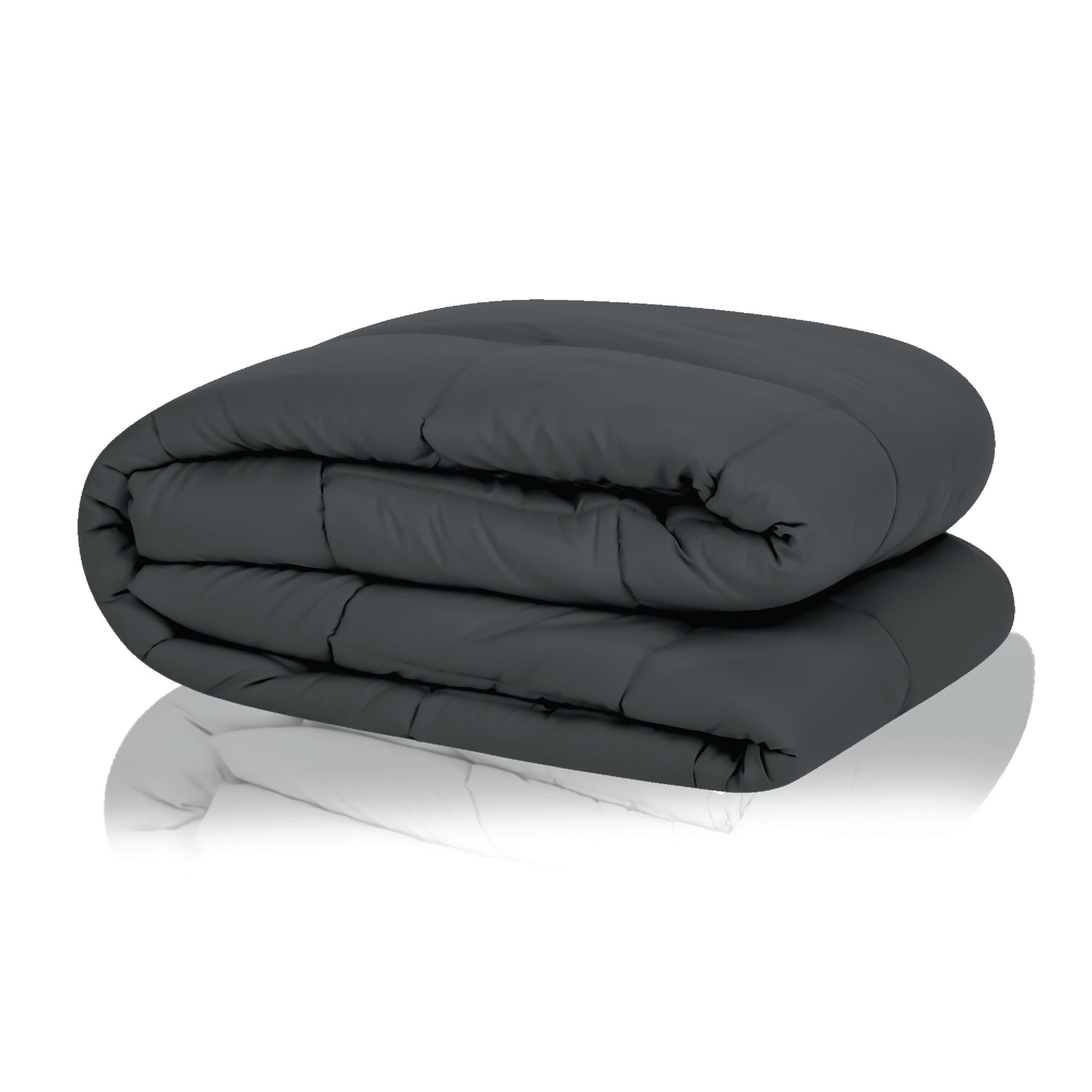 Plush Reversible Comforter Down Alternative, Ash Grey + Iron Gate