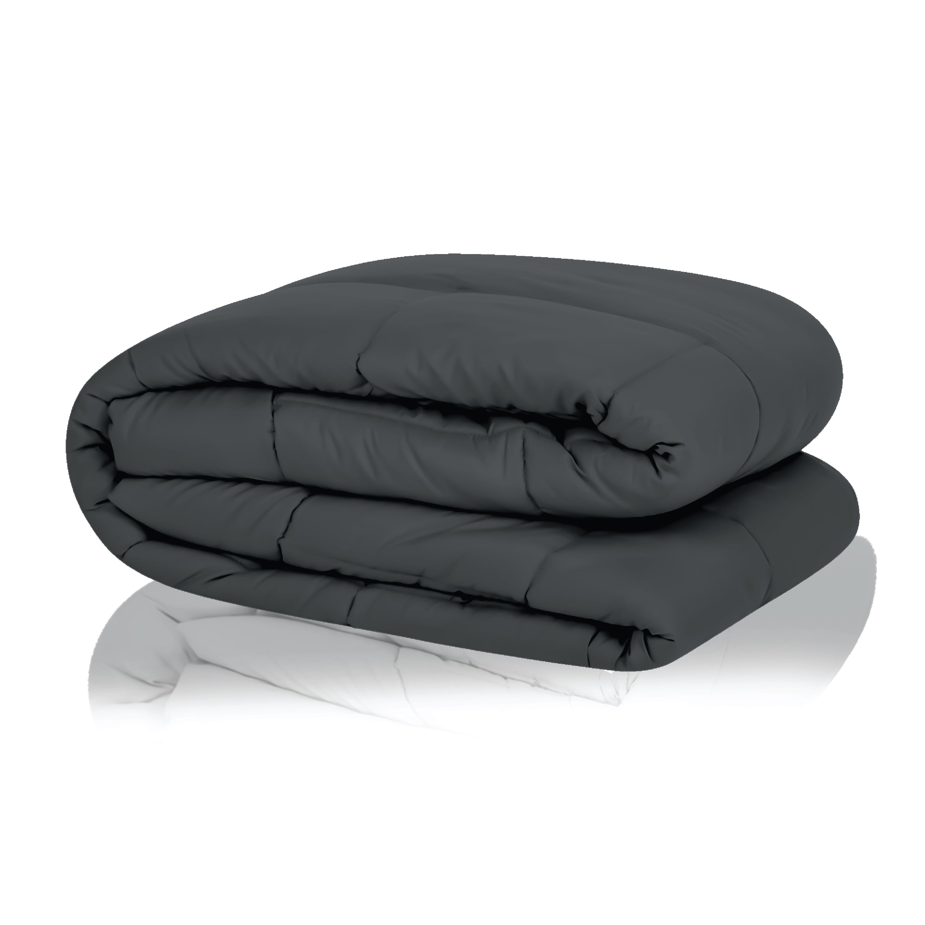 Plush Reversible Comforter Down Alternative, Ash Grey + Iron Gate