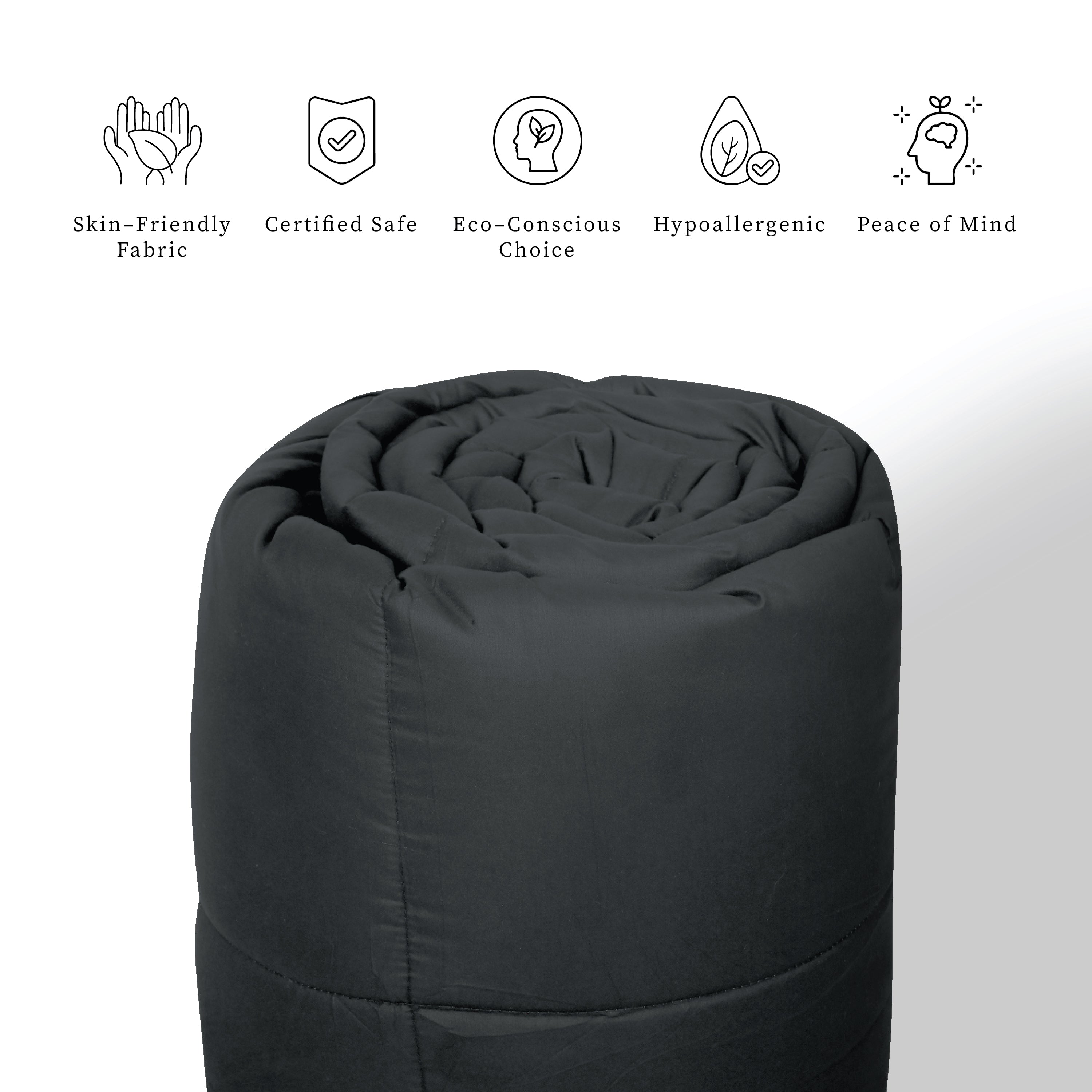 Plush Reversible Comforter Down Alternative, Ash Grey + Iron Gate