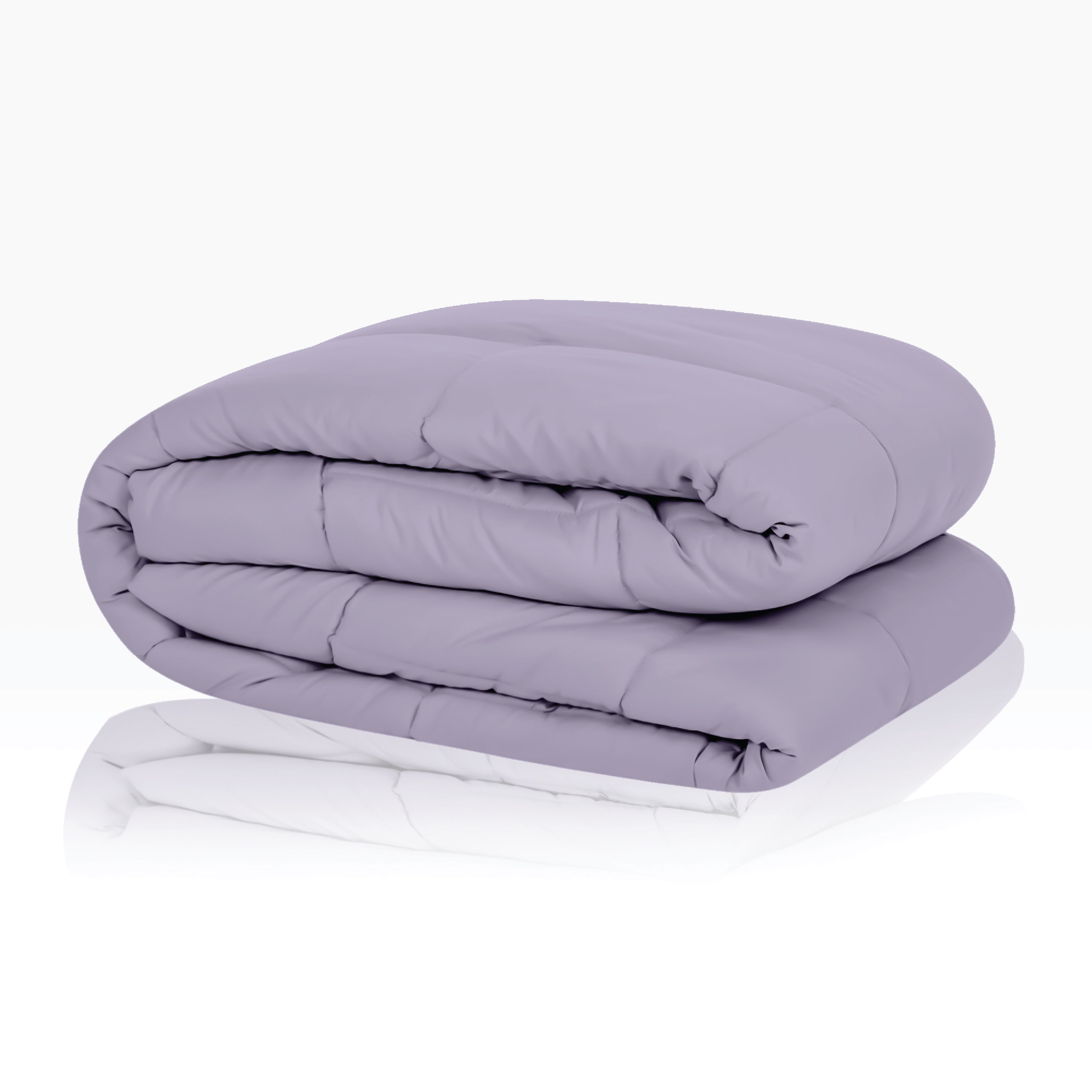 Plush Reversible Comforter Down Alternative, Ash Grey + Wisteria