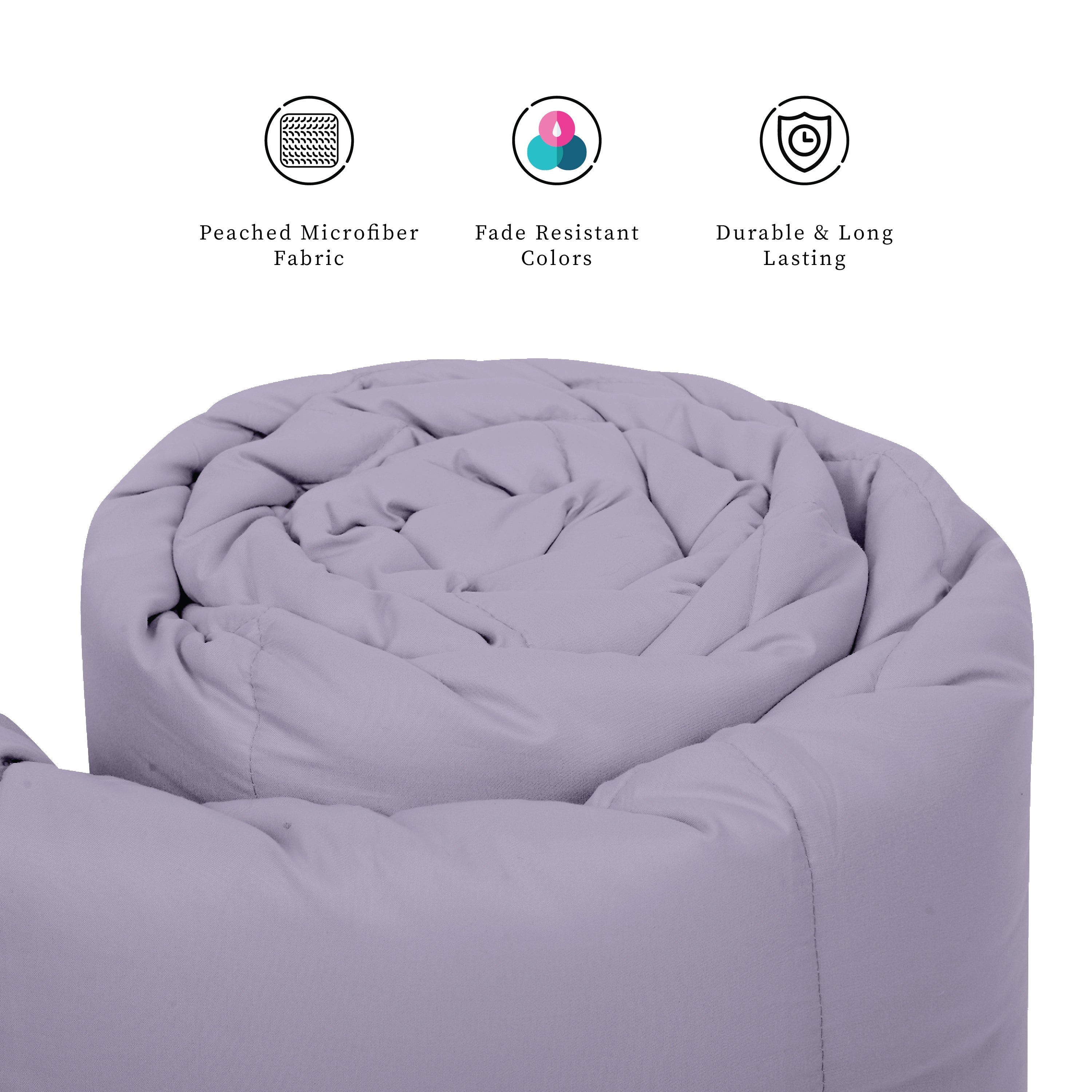 Plush Reversible Comforter Down Alternative, Ash Grey + Wisteria