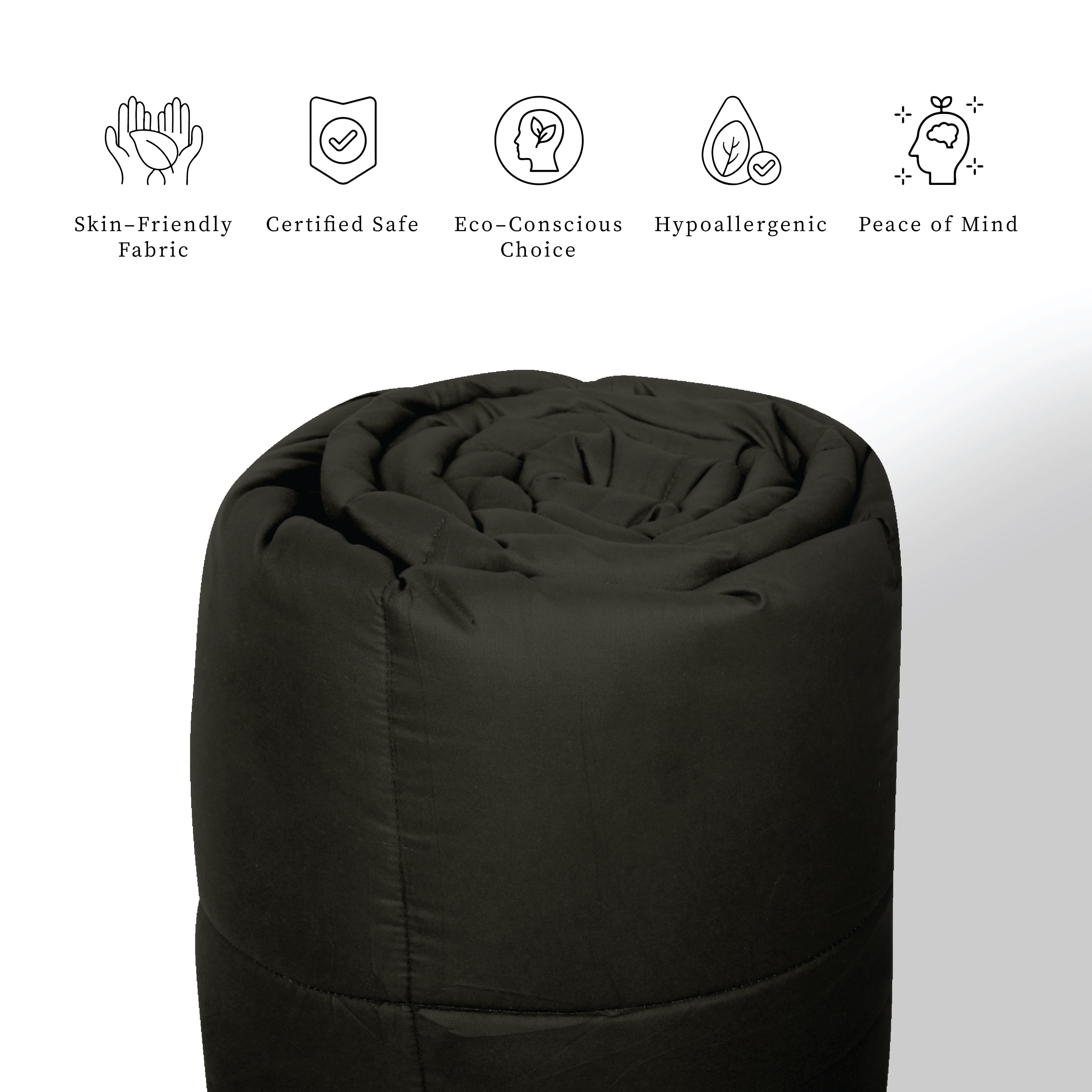 Plush Reversible Comforter Down Alternative, Black Olive + Iron Gate