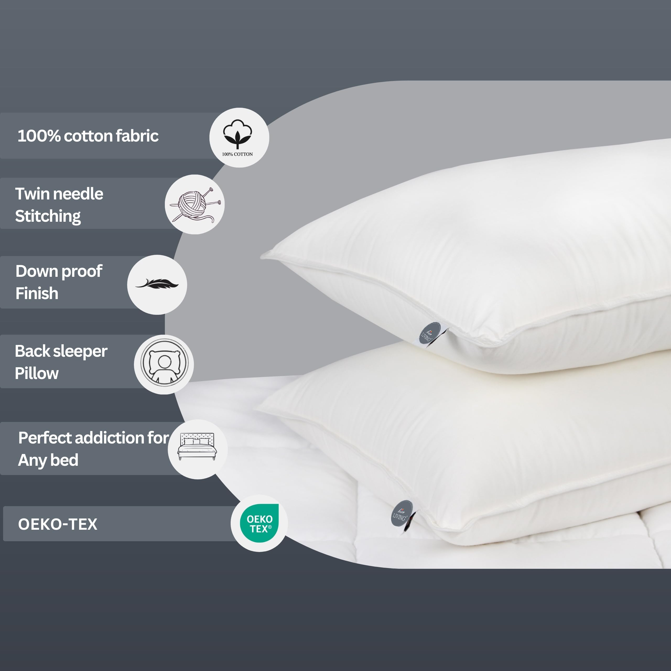 Down Alternative, Soft Microfiber Pillow, White