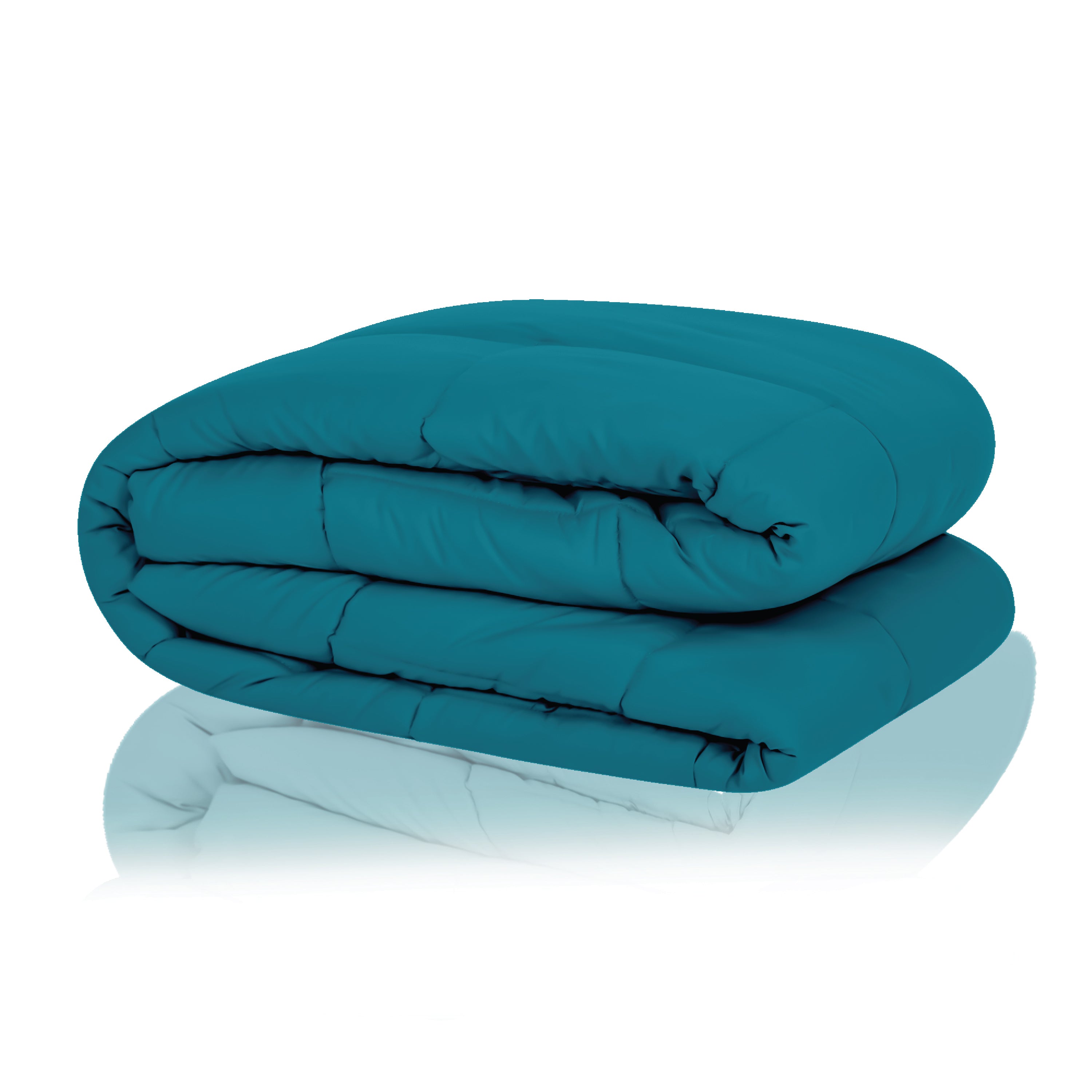 Plush Reversible Comforter Down Alternative, Ocean Blue + Egg Nog