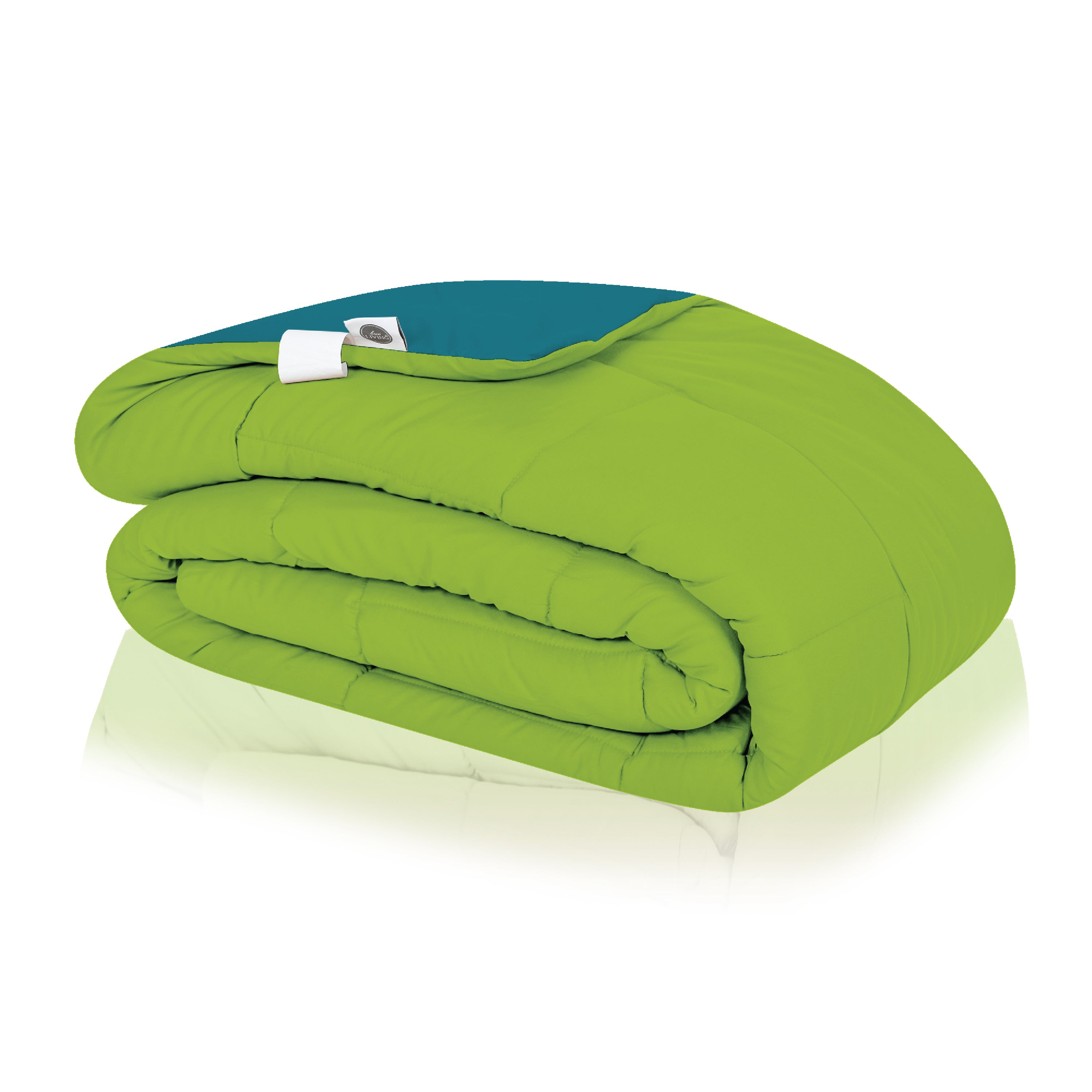 Plush Reversible Comforter Down Alternative, Ocean Blue + Olive Green