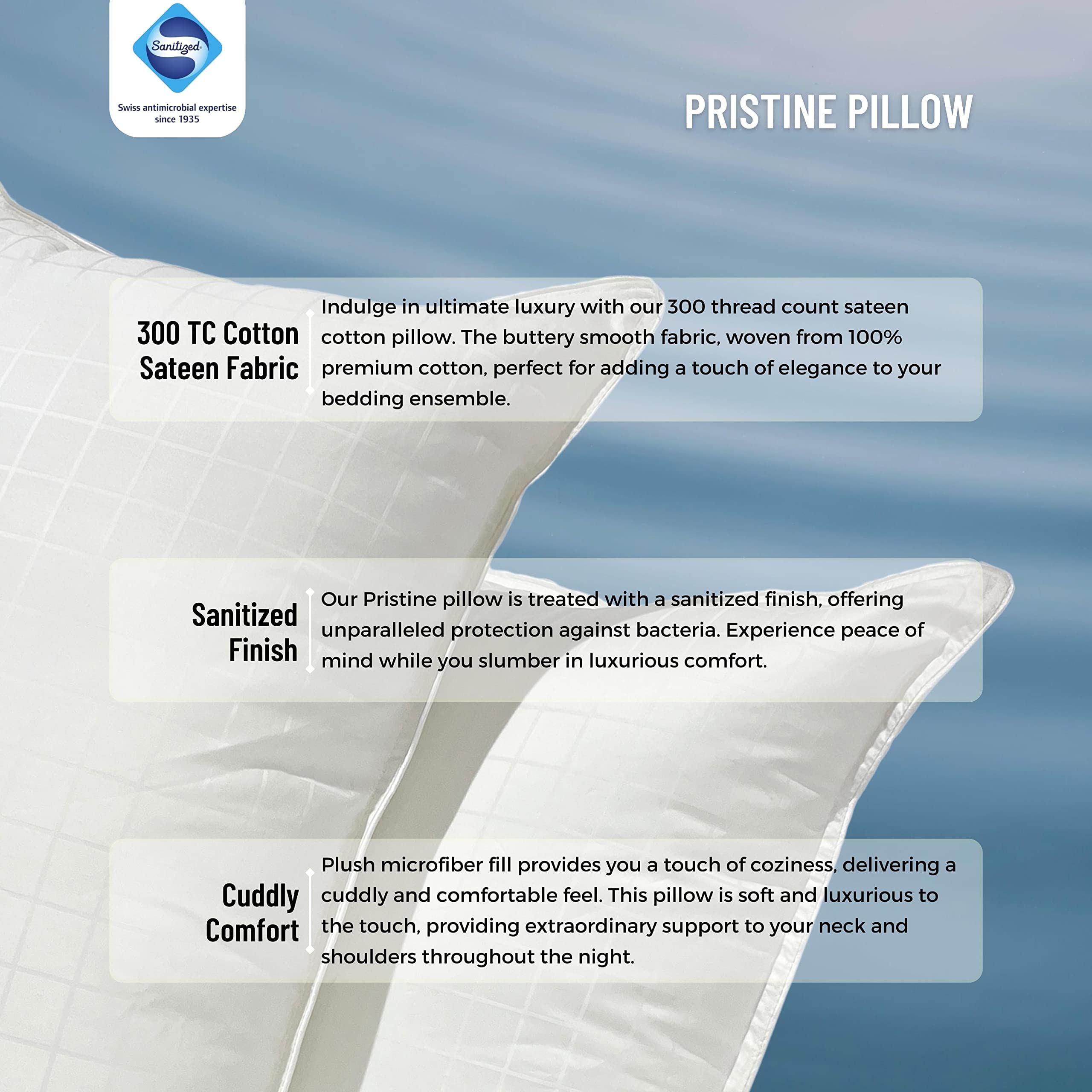 Pristine Pillow, Soft Microfiber Pillow, White