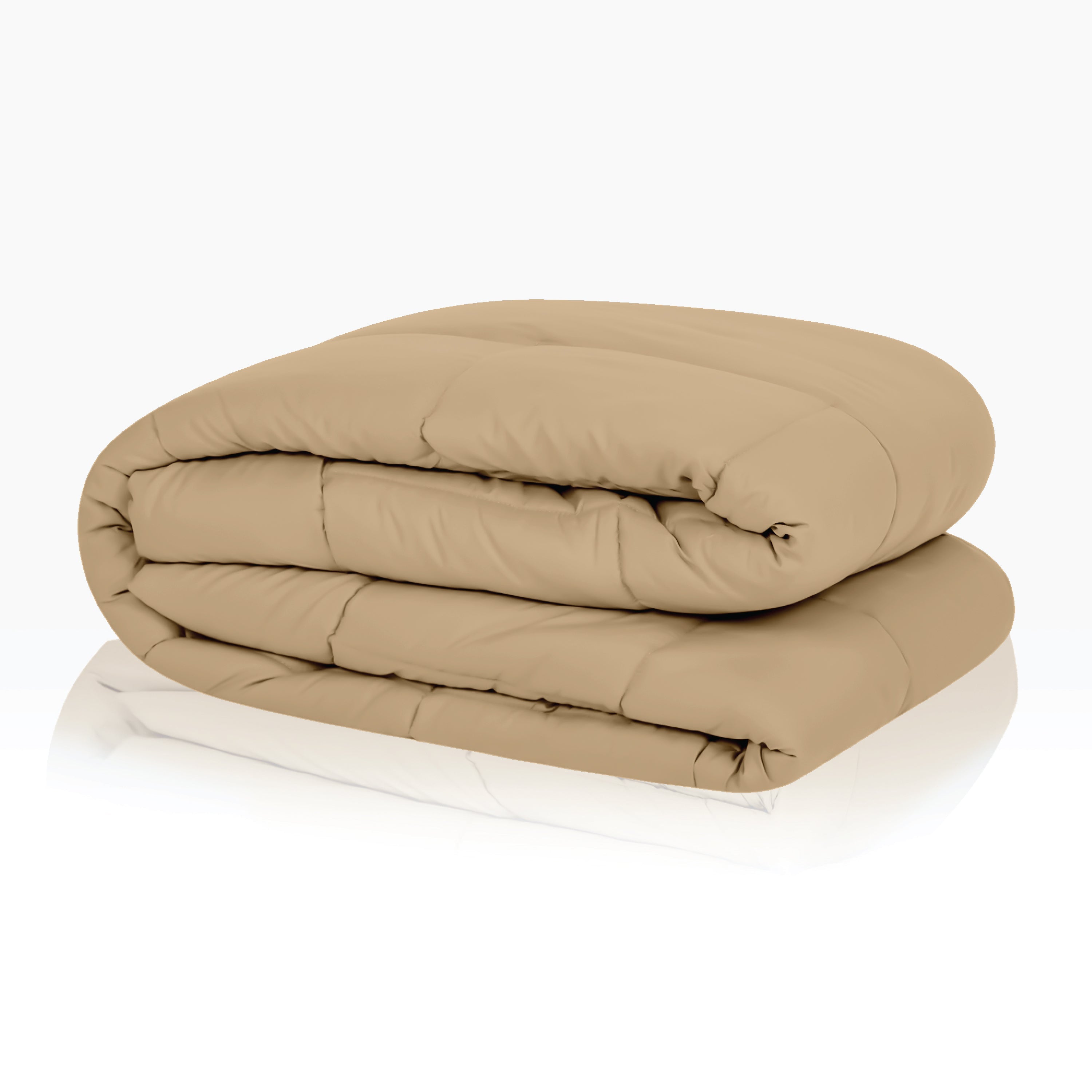 Plush Reversible Comforter Down Alternative, Sandy Beige + Candy Pink