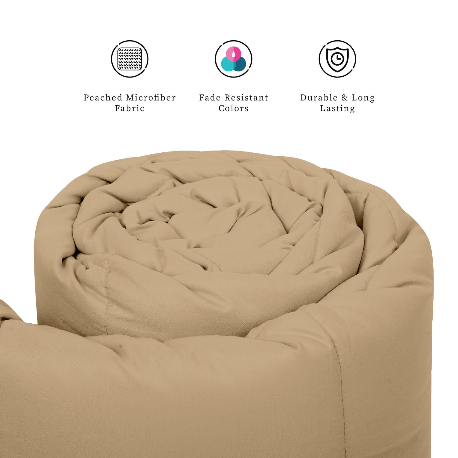 Plush Reversible Comforter Down Alternative, Sandy Beige + Candy Pink