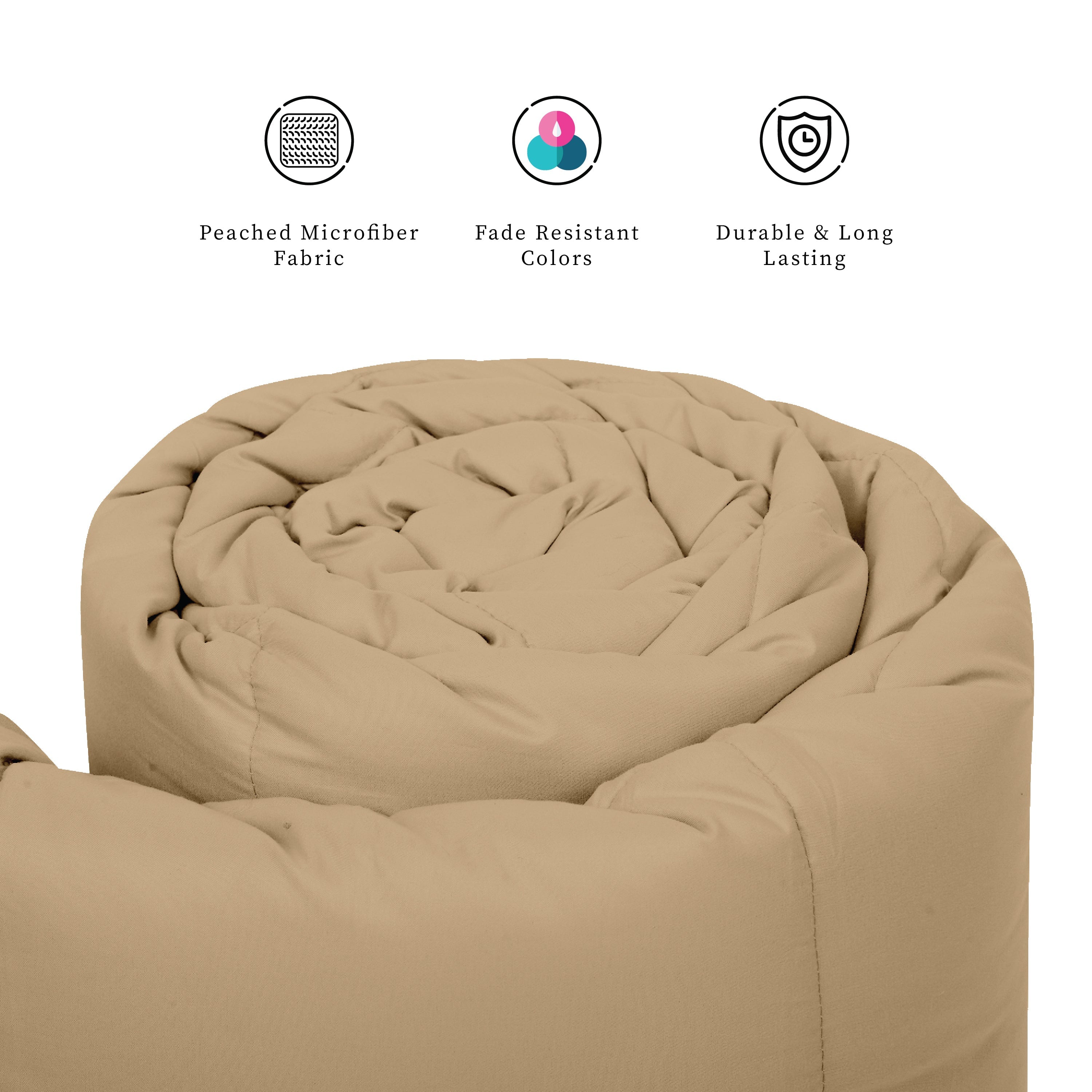 Plush Reversible Comforter Down Alternative, Sandy Beige + Candy Pink
