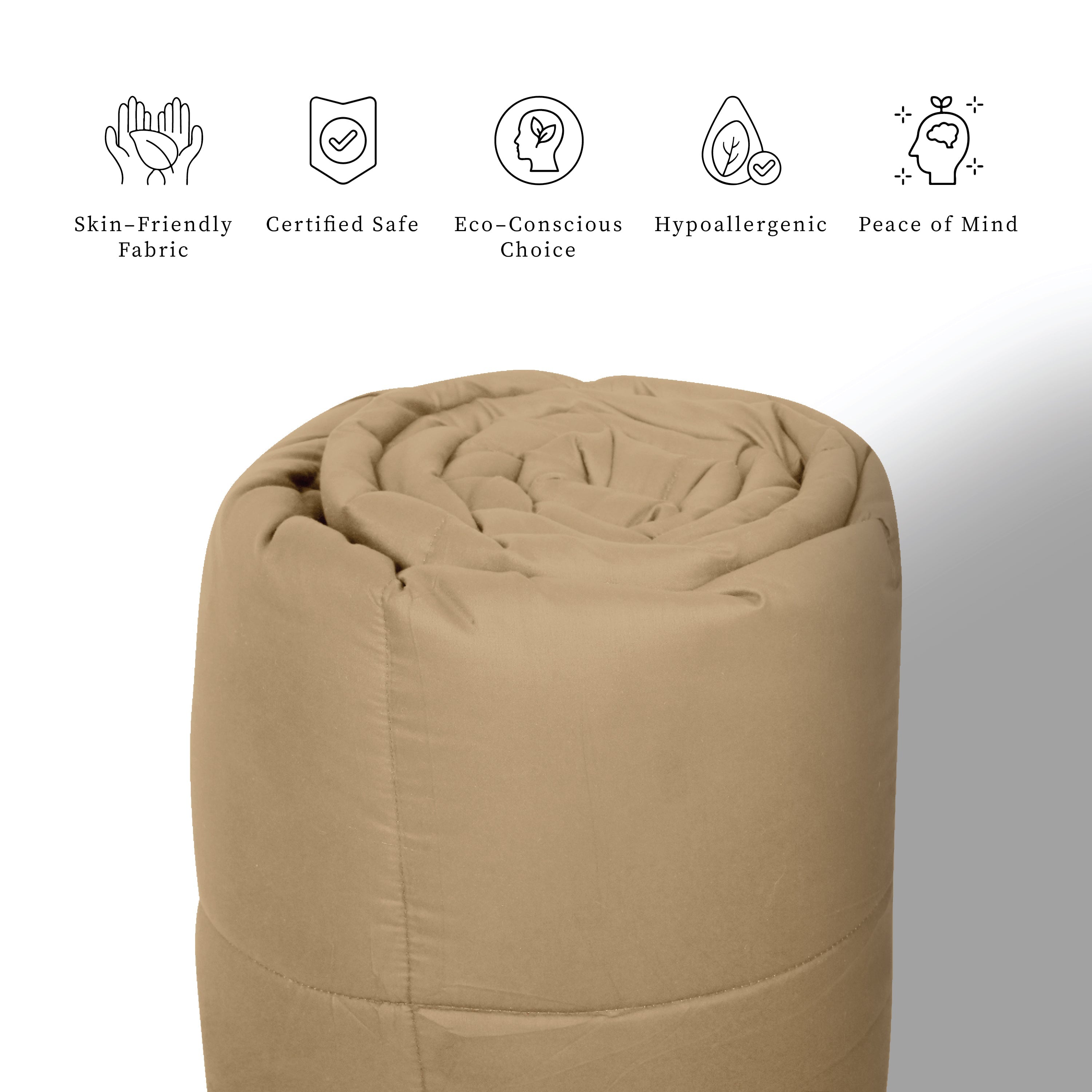 Plush Reversible Comforter Down Alternative, Sandy Beige + Candy Pink