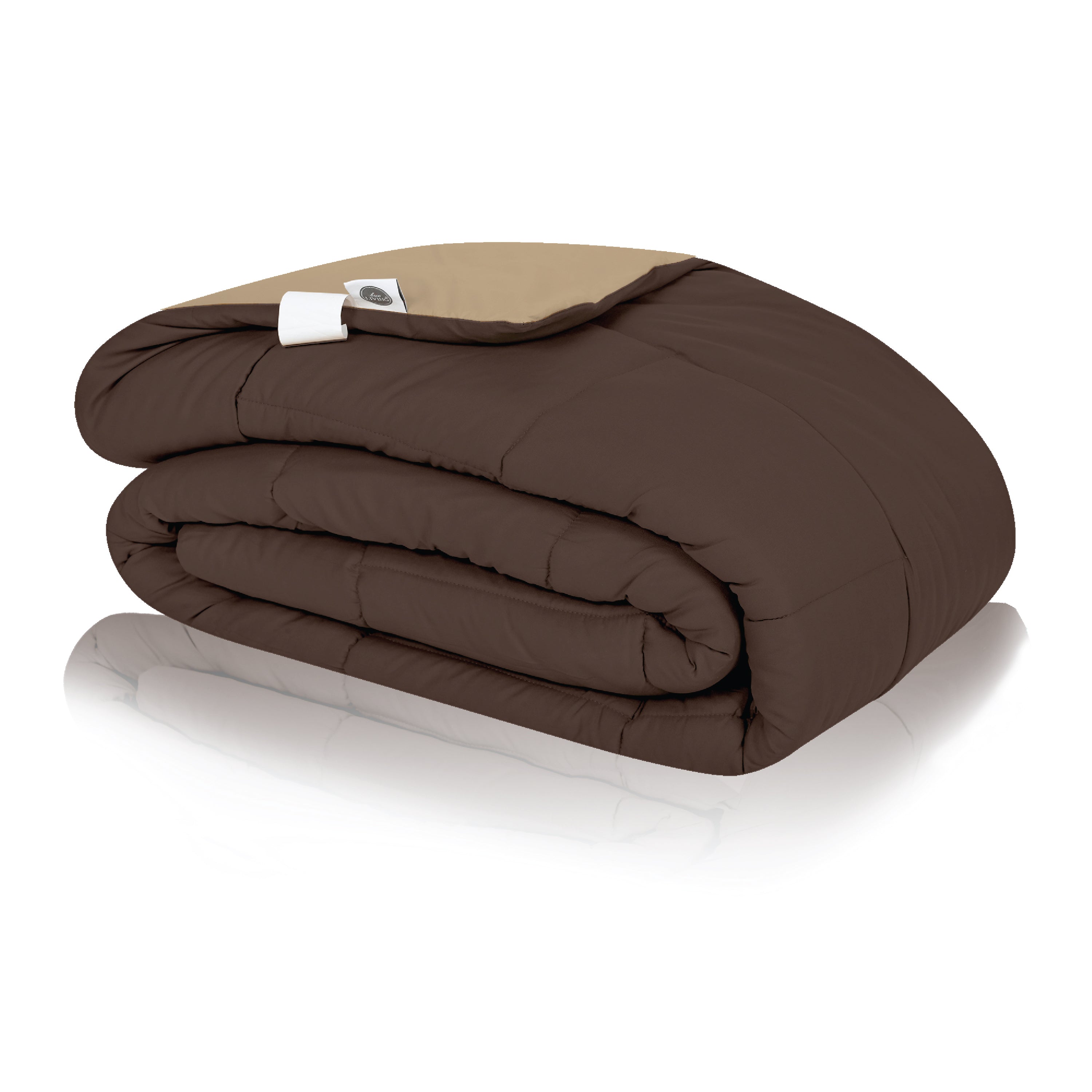 Plush Reversible Comforter Down Alternative, Shaved Chocolate + Sandy Beige