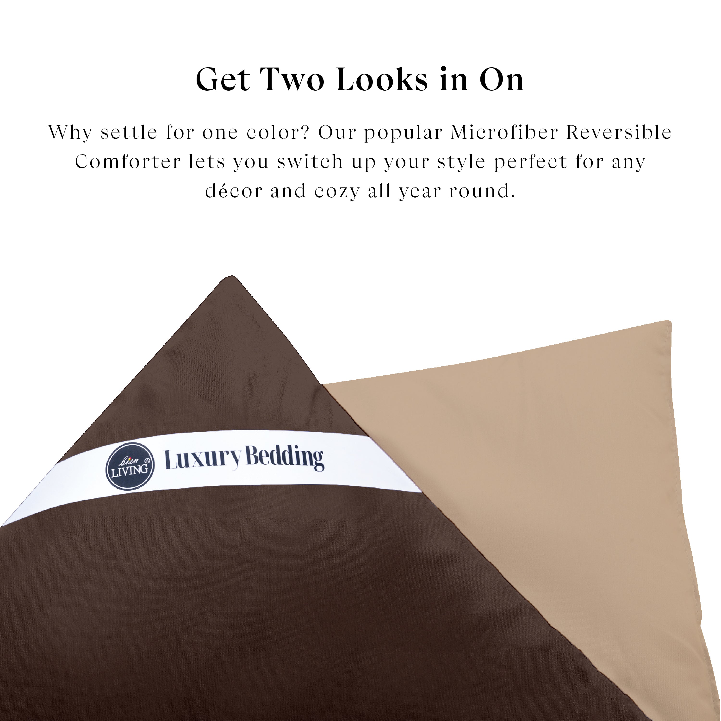 Plush Reversible Comforter Down Alternative, Shaved Chocolate + Sandy Beige