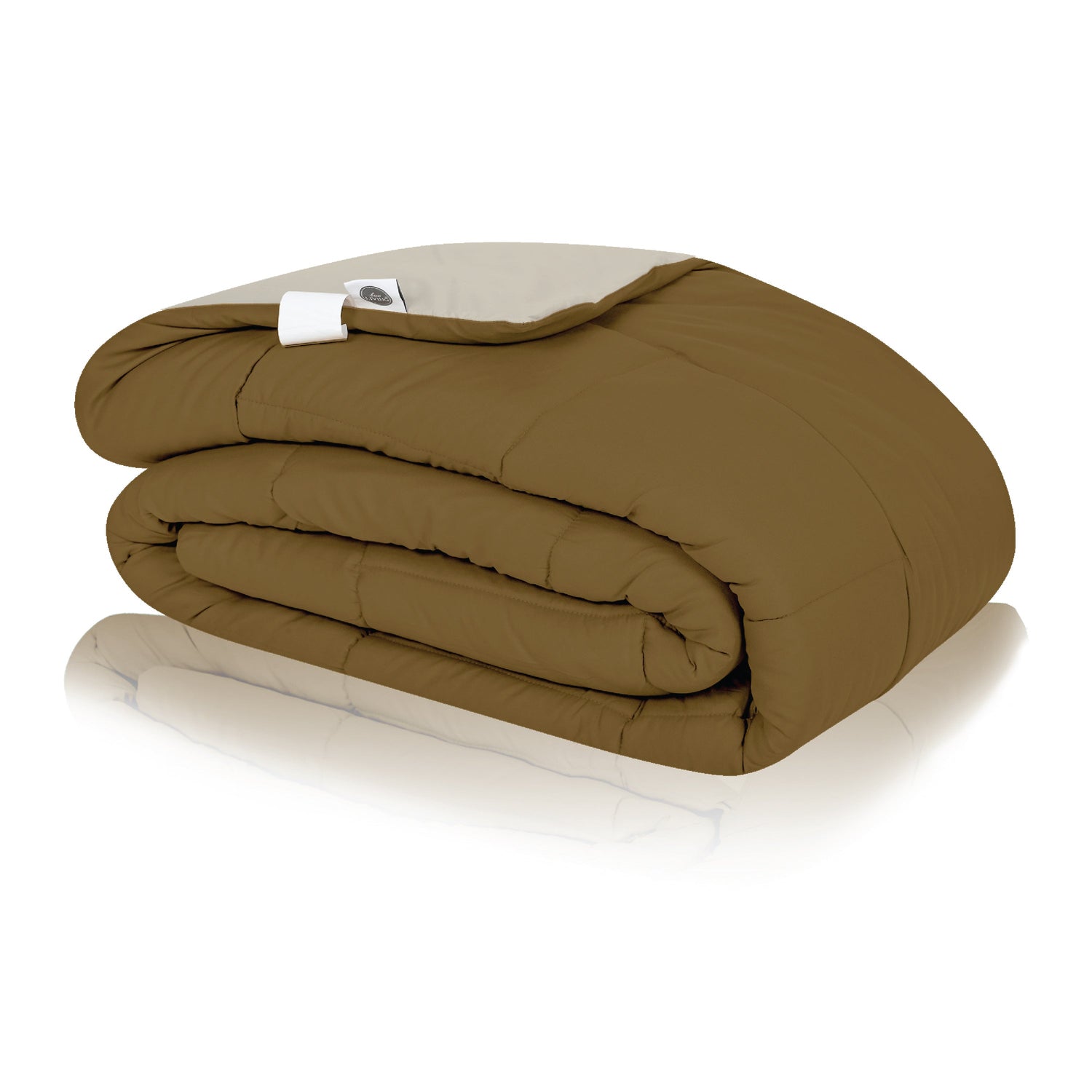 Plush Reversible Comforter Down Alternative, Tapenade + Egg Nog