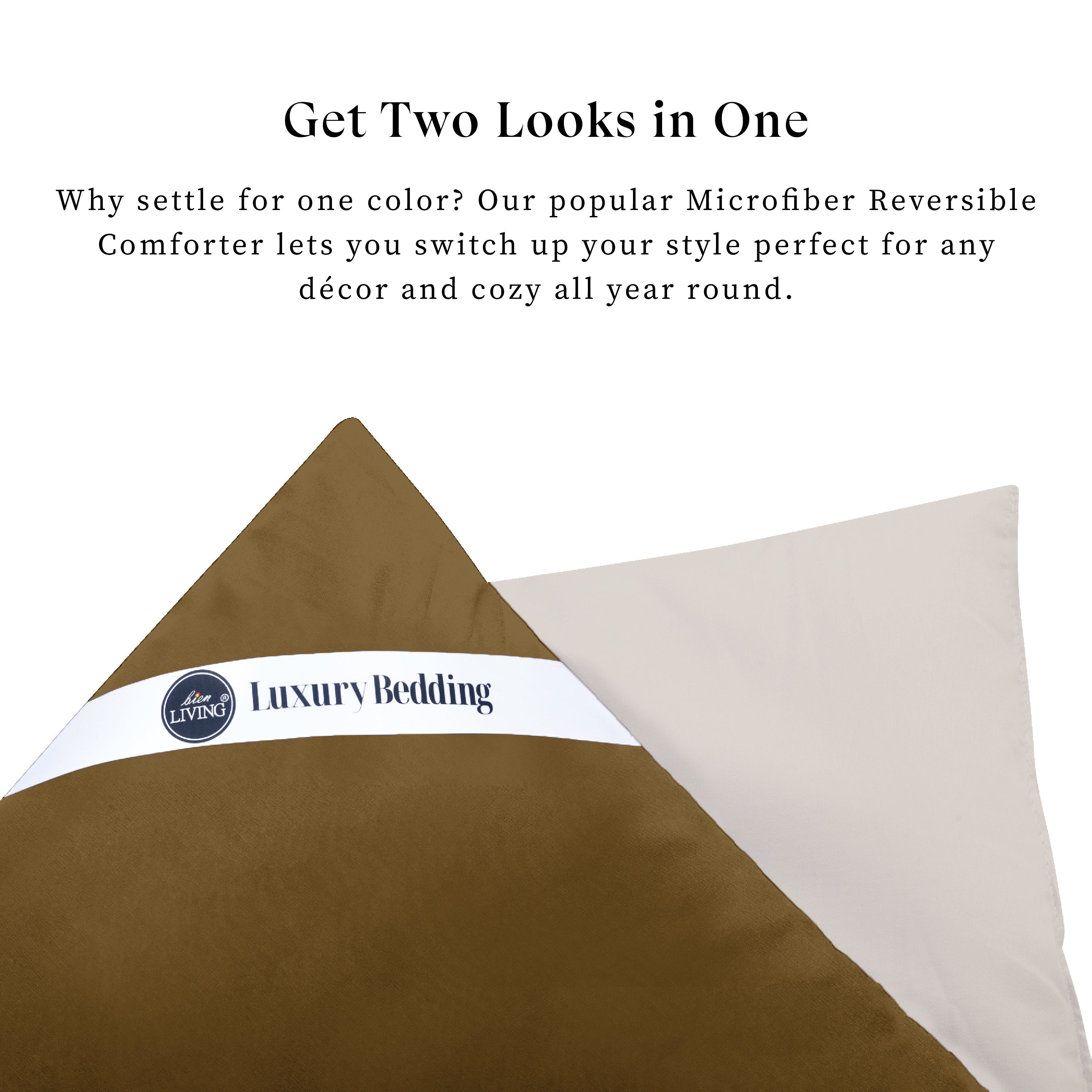 Plush Reversible Comforter Down Alternative, Tapenade + Egg Nog