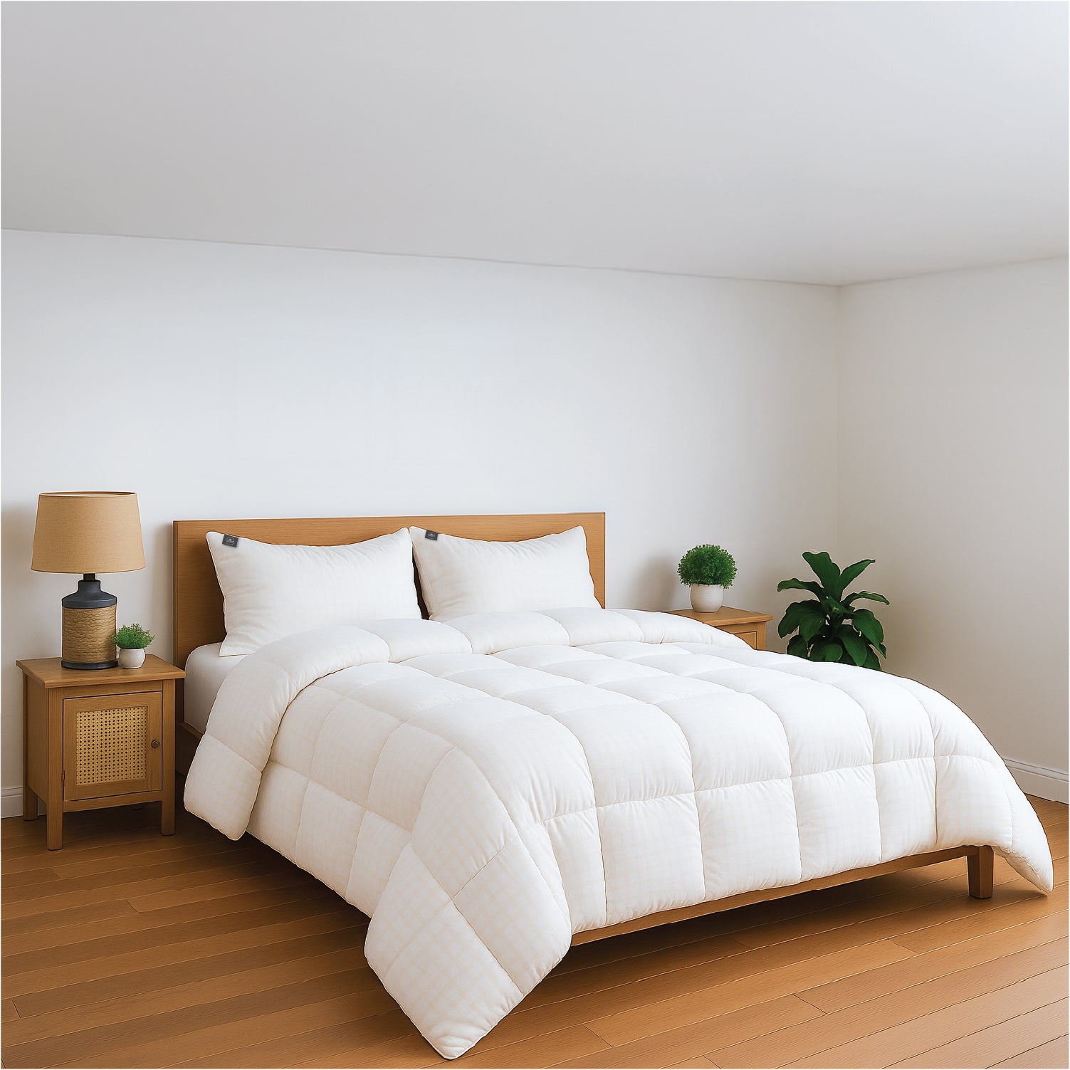 White Story Regency Check Pillow, White - Twin Pack