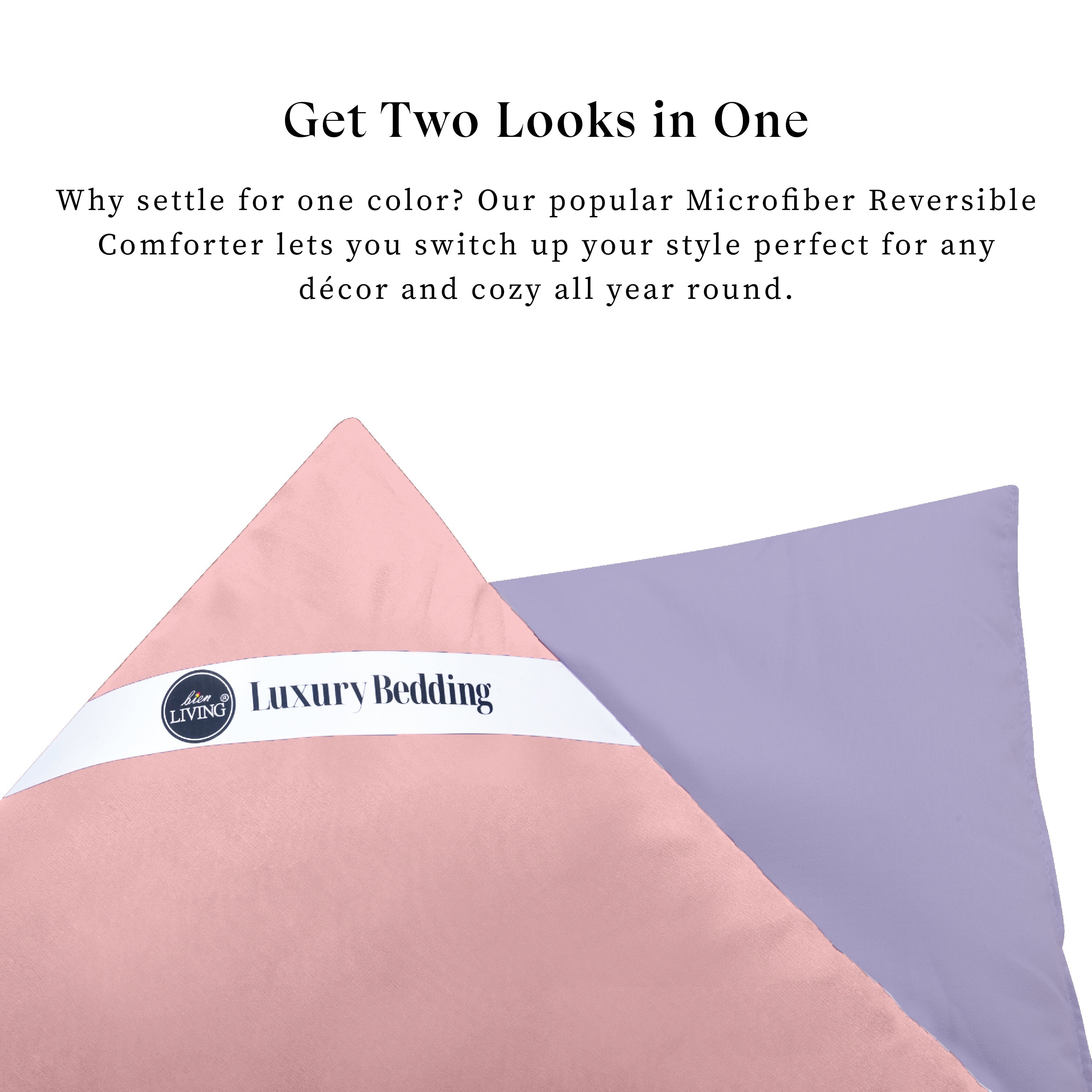 Plush Reversible Comforter Down Alternative, Wisteria + Crystal Rose