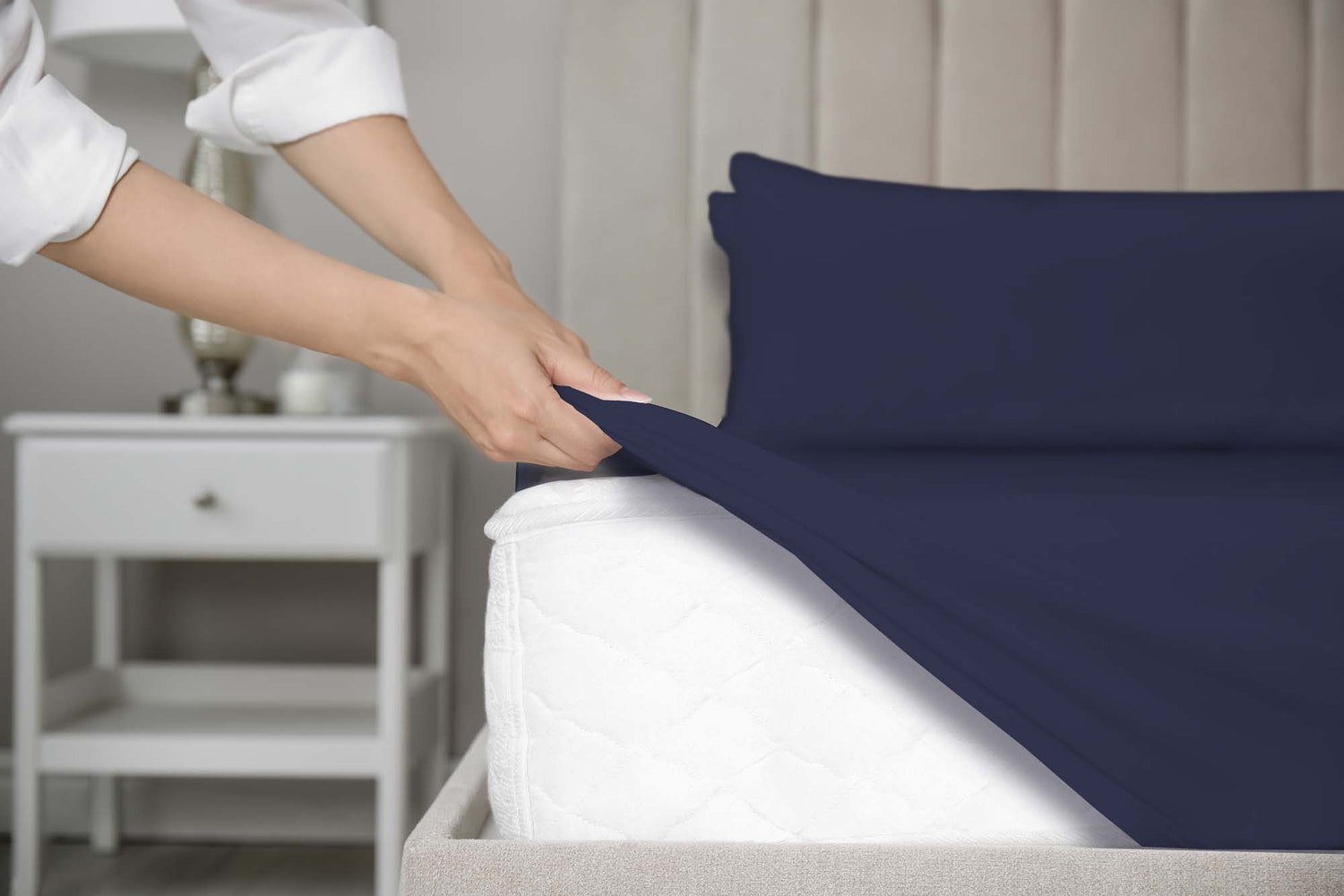 100% cotton - Fitted Bed Sheet - Dark Blue