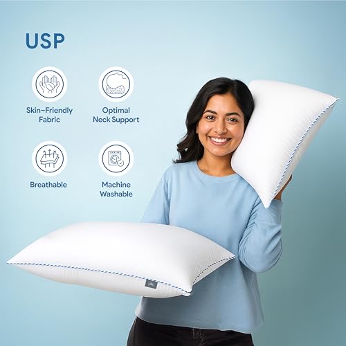 bien LIVING Softmax Pillow, Standard Size, 17x27 Inches, White, Pack of 2