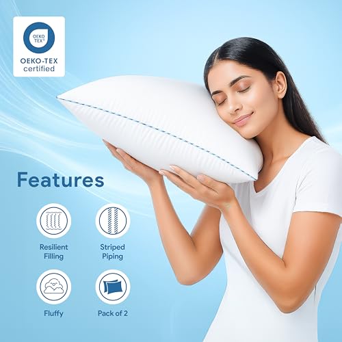 bien LIVING Softmax Pillow, Standard Size, 17x27 Inches, White, Pack of 2