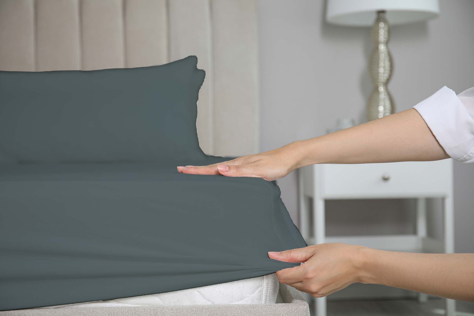 100% cotton - Fitted Bed Sheet - Grey