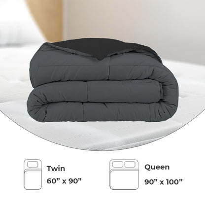 Reversible Comforter Single / Double Bed 110 GSM (Black Olive + Iron Gate)