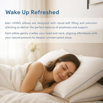 bien LIVING Softmax Pillow, Standard Size, 17x27 Inches, White, Pack of 2