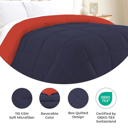 Reversible Comforter Single / Double Bed 110 GSM, Red + Eclipse