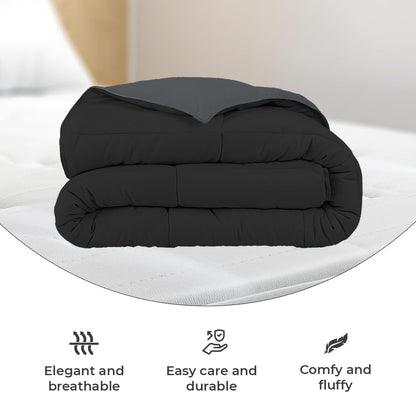 Reversible Comforter Single / Double Bed 110 GSM (Black Olive + Iron Gate)