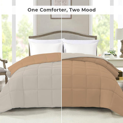 Reversible Comforter Single / Double Bed 110 GSM, Almond Milk + Egg Nogg