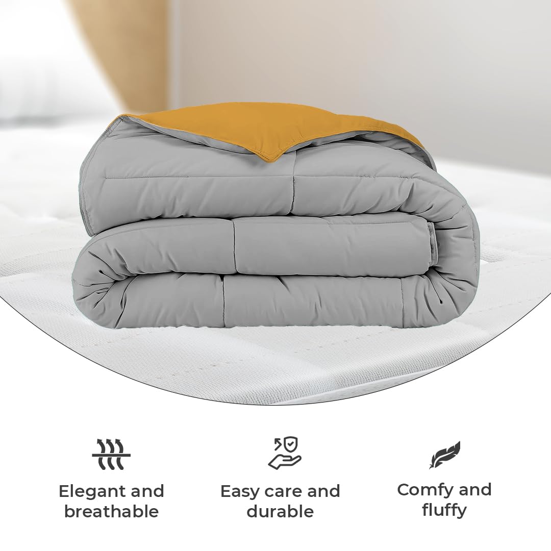 Reversible Comforter Single / Double Bed 110 GSM, Ash Grey + Chai Tea