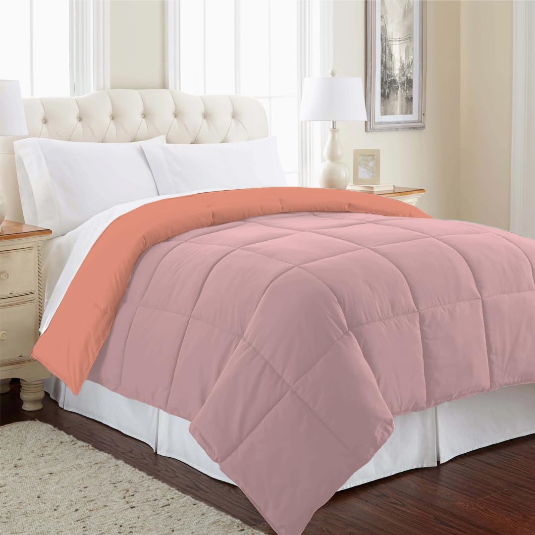 Reversible Comforter Single / Double Bed 110 GSM, Crystal Rose + Candy Pink