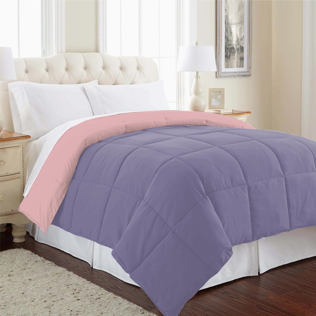 Reversible Comforter Single / Double Bed 110 GSM, Wisteria + Crystal Rose