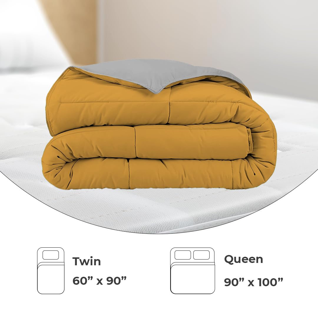 Reversible Comforter Single / Double Bed 110 GSM, Ash Grey + Chai Tea