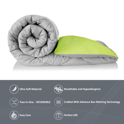 Reversible Comforter Single / Double Bed 110 GSM, Ash Grey + Olive Green