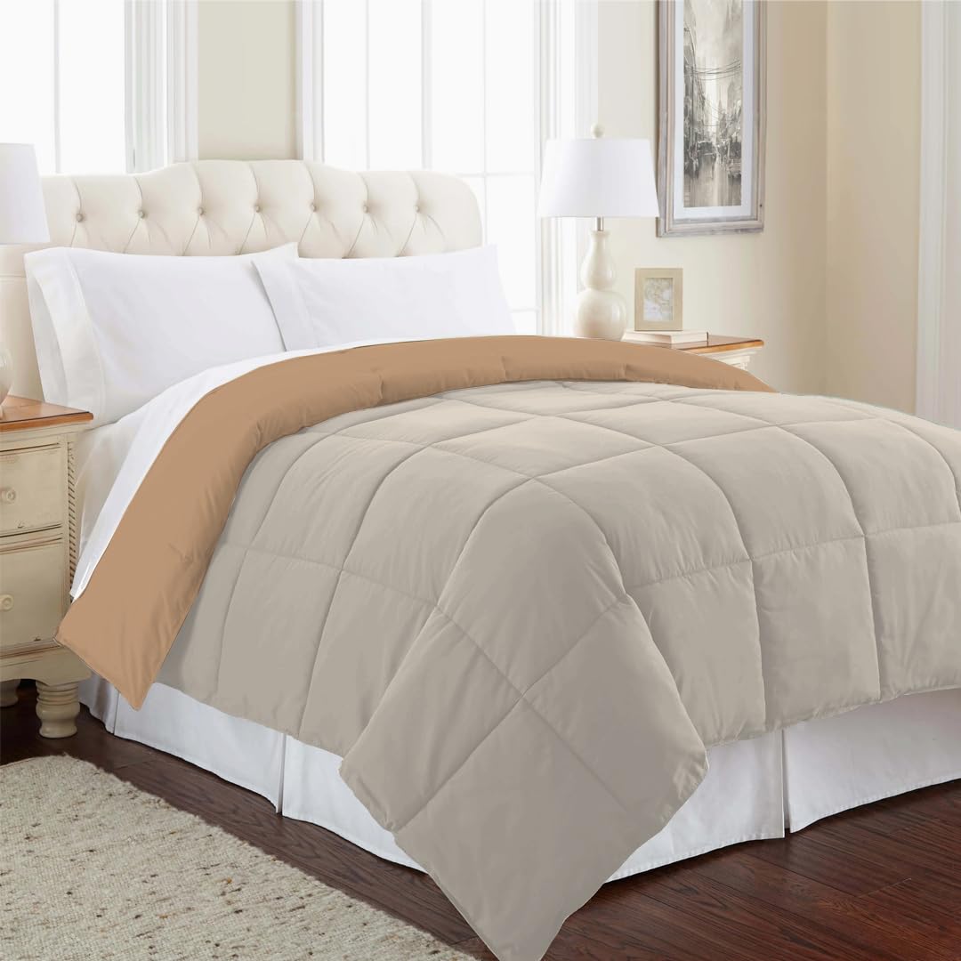 Reversible Comforter Single / Double Bed 110 GSM, Almond Milk + Egg Nogg