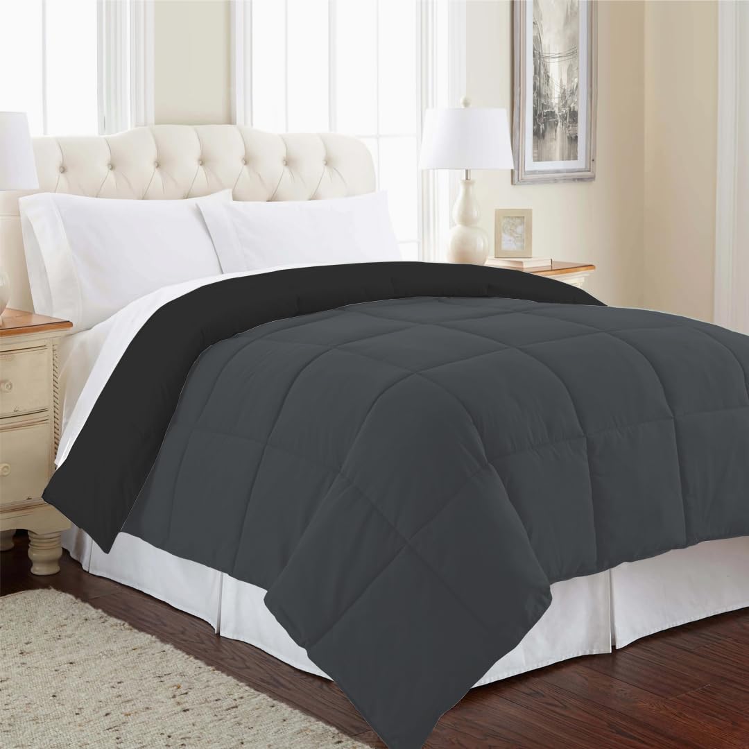 Reversible Comforter Single / Double Bed 110 GSM (Black Olive + Iron Gate)