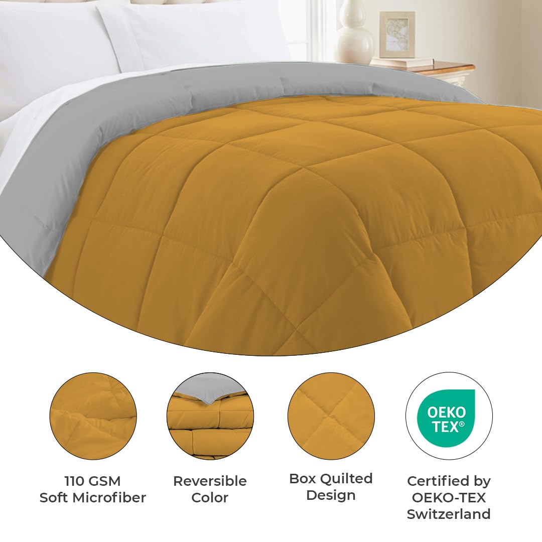 Reversible Comforter Single / Double Bed 110 GSM, Ash Grey + Chai Tea