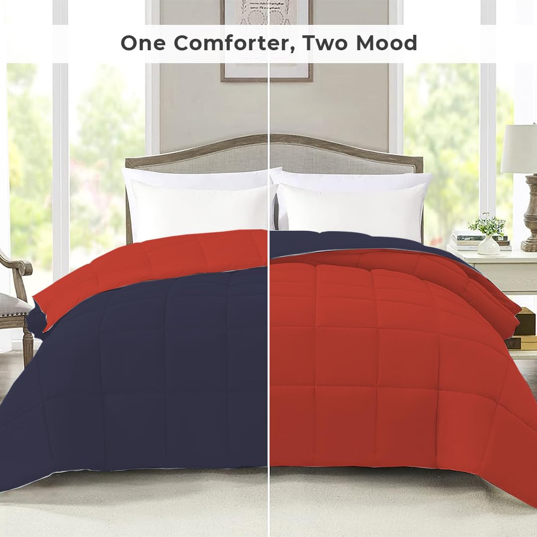 Reversible Comforter Single / Double Bed 110 GSM, Red + Eclipse