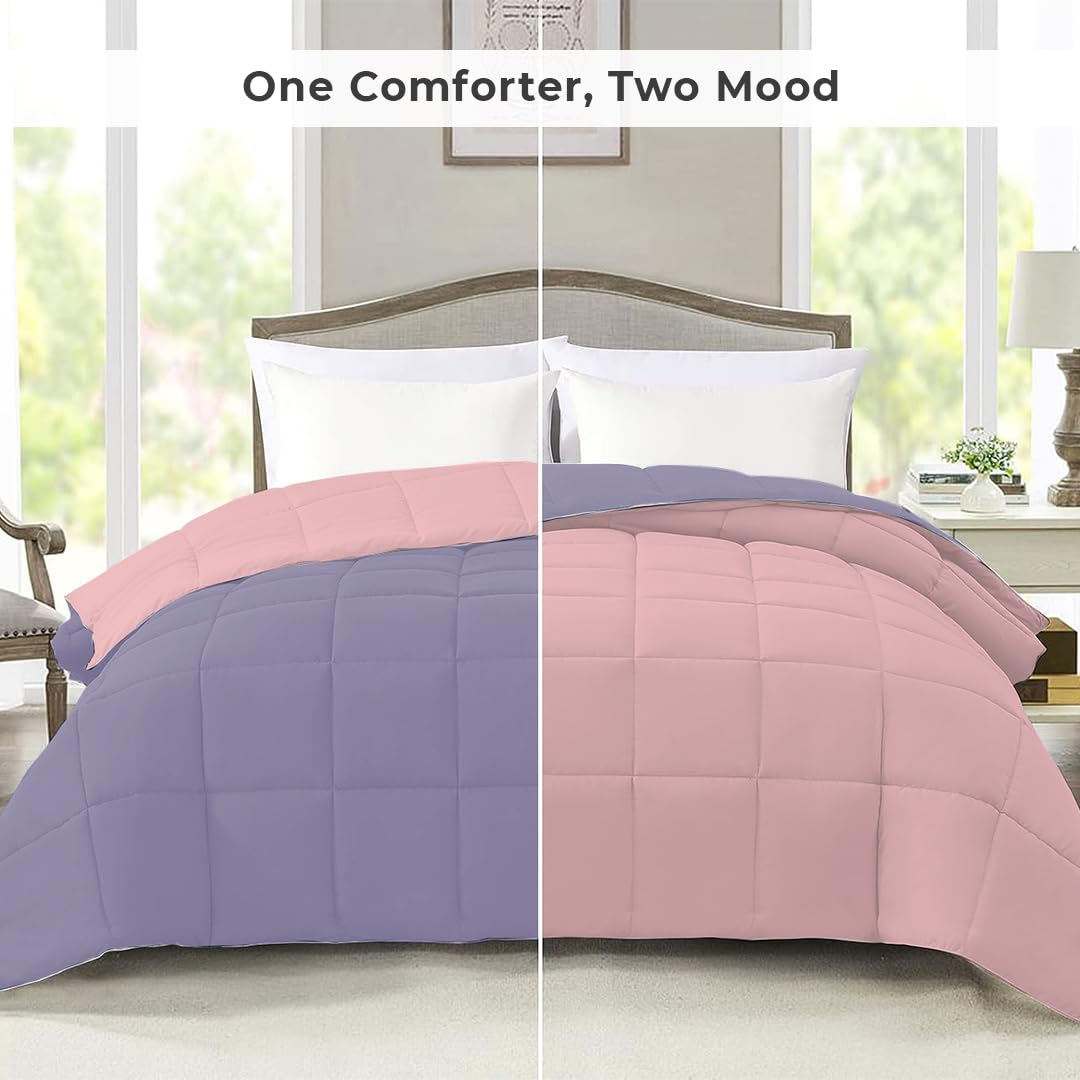 Reversible Comforter Single / Double Bed 110 GSM, Wisteria + Crystal Rose