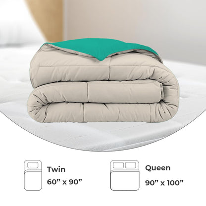 Reversible Comforter Single / Double Bed 110 GSM, Ash Grey + Aqua Blue