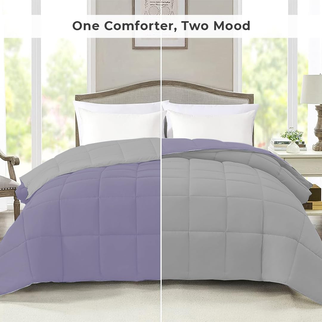 Reversible Comforter Single / Double Bed 110 GSM, Ash Grey + Wisteria